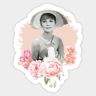 Audrey Hepburn T-Shirt Sticker Flowers Illustration Hoodie Notebook T-Shirt Sticker